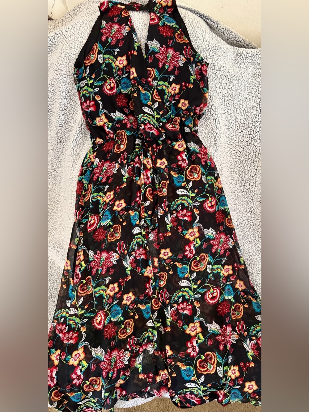 Floral Halter Skorts Romper Dress - Black Multi